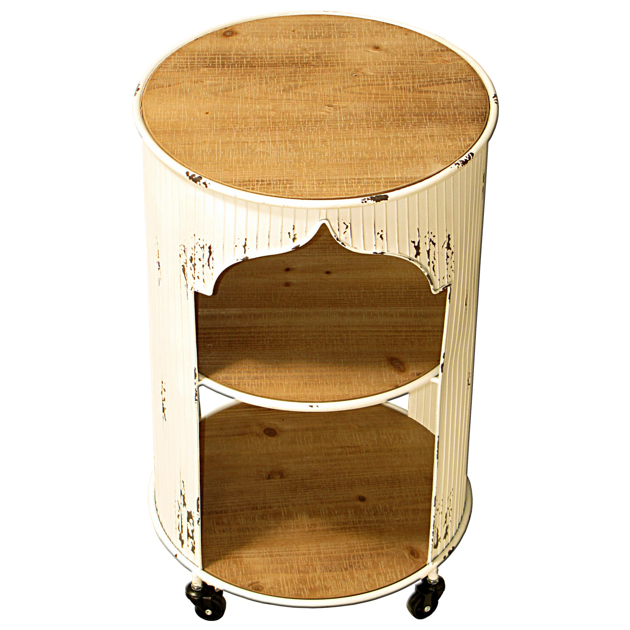 1004638: "Bushman" Metal/Wood Lamp Table w. Shelf