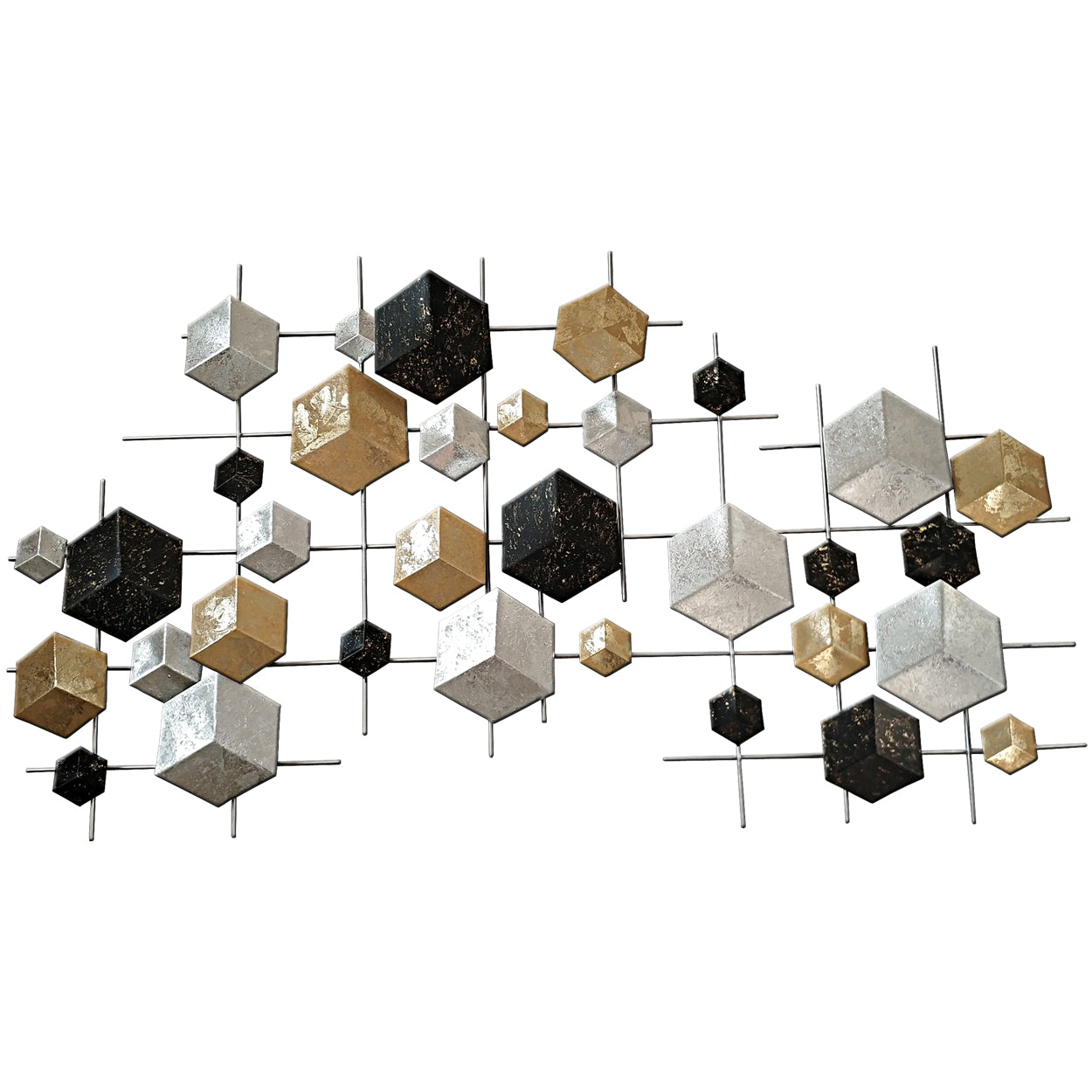 2058591: Metal Wall Art w. Asst'd Cubes