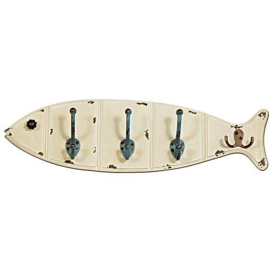 5810099: Wall Coat Hanger: Fish w. 4 x Double Hooks